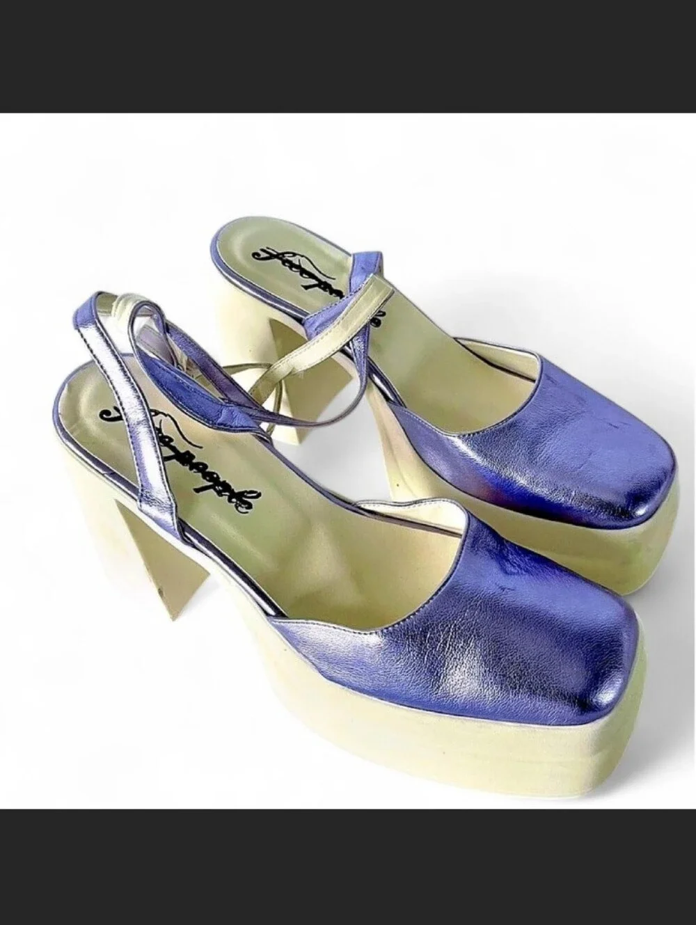 Free People Metallic Purple Stacked Platform Maryjanes – Size 37.5